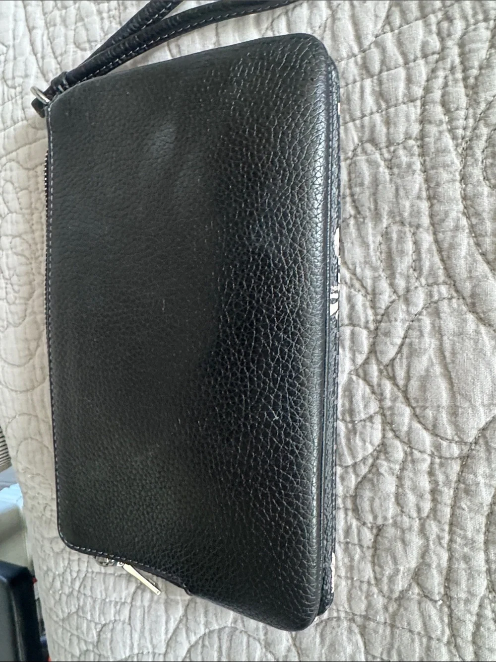 Coach Black Wristlet with White Bow Print